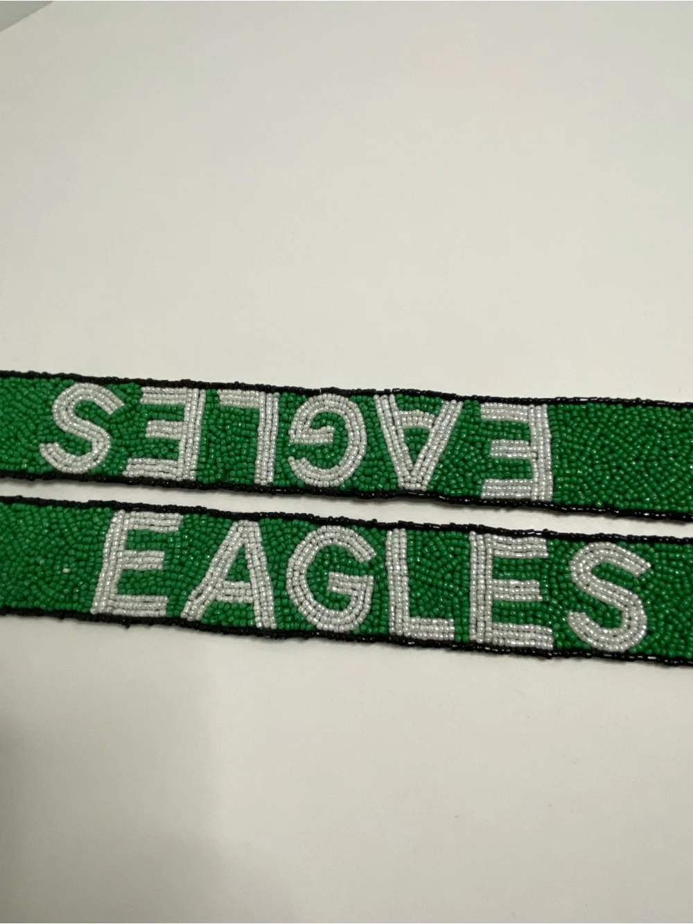 Philadelphia Eagles Lanyard Fly Eagles Fly Logo Beaded Kelly Green With Clips